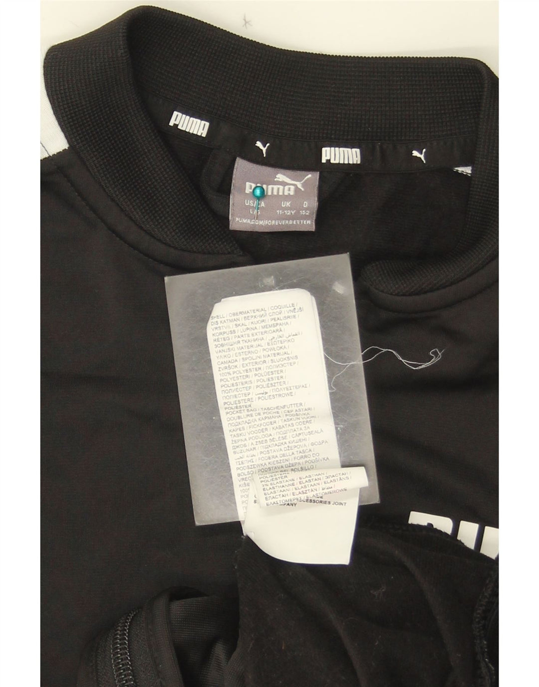 Puma Jungen Grafik-Trainingsanzug-Top-Jacke, 11–12 Jahre, schwarzes Farbblockdesign