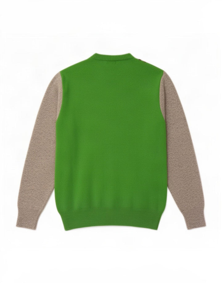Playlife Herren-Pullover mit Rundhalsausschnitt, XL, grüne Argyle-/Diamantwolle