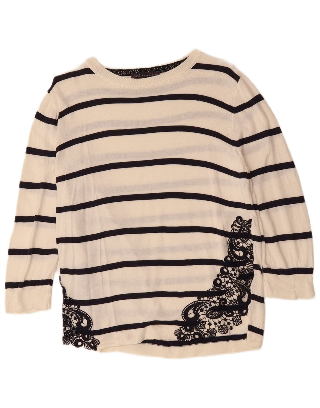 MARKS & SPENCER Damen-Pullover mit U-Boot-Ausschnitt, UK 12, Mittelweiß