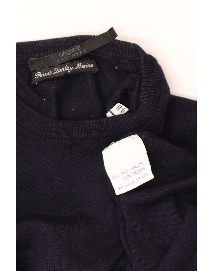 Ungaro Herren-Pullover mit Rundhalsausschnitt, IT 48, kleine marineblaue Wolle