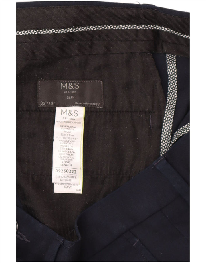 Marks & Spencer Slim Chino-Hose für Herren, W32, L30, Marineblau, Polyester