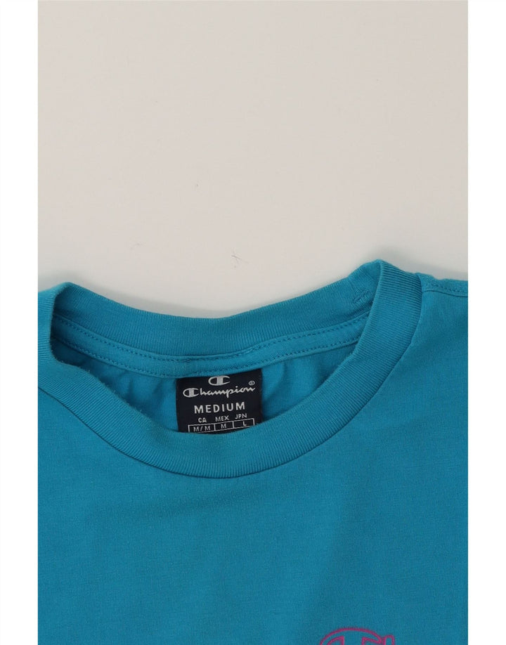 CHAMPION Mens Graphic T-Shirt Top Medium Blue Cotton Vintage Champion and Second-Hand Champion from Messina Hembry 