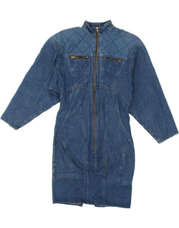 VINTAGE Damen Langarm-Jeanskleid UK 8 Small Blue