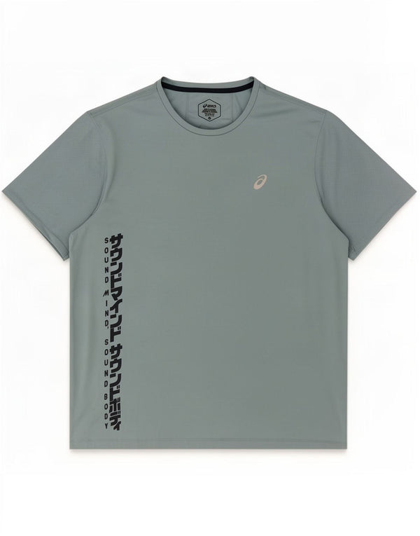 Asics Mens Graphic T-Shirt Top XL Blue Polyester