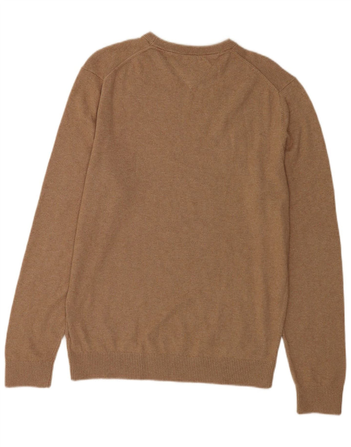 Tommy Hilfiger Herren-Pullover mit Rundhalsausschnitt, mittelbraune Baumwolle