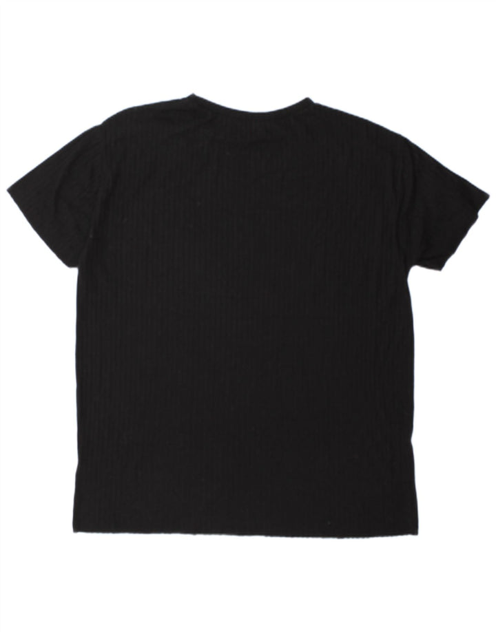 Zara Damen Übergroßes T-Shirt-Oberteil UK 14 Mittelschwarzes Polyester