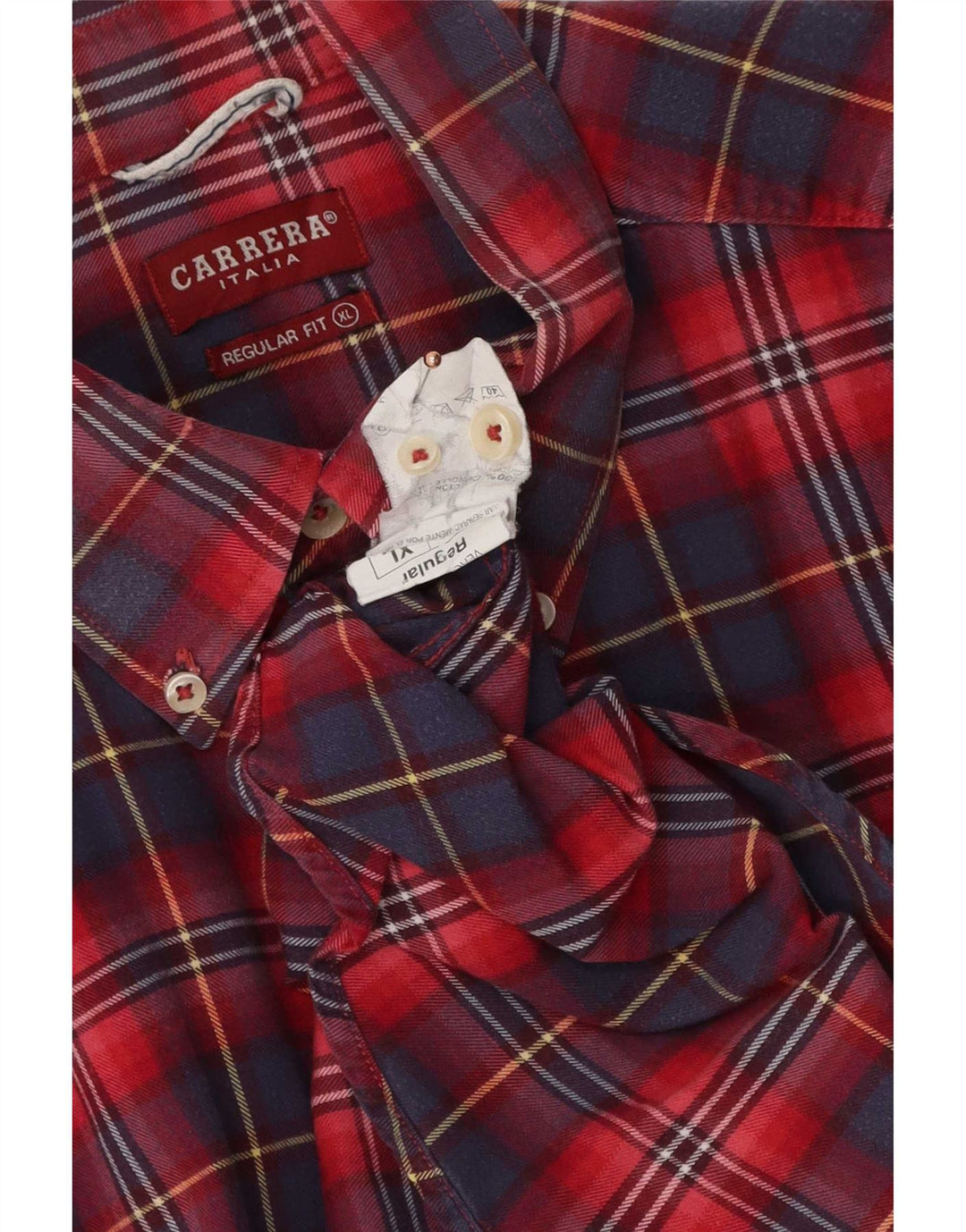 Carrera Herren-Flanellhemd mit normaler Passform, XL, rot kariert, Baumwolle