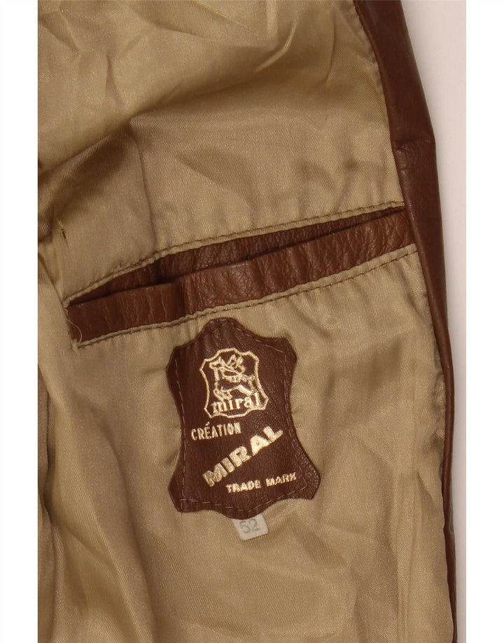 Vintage Herren Lederjacke IT 52 XL Braun Colourblock