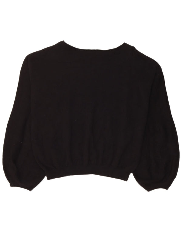 Armani Womens Crop Graphic Sweatshirt Pullover UK 18 XL Schwarz Baumwolle