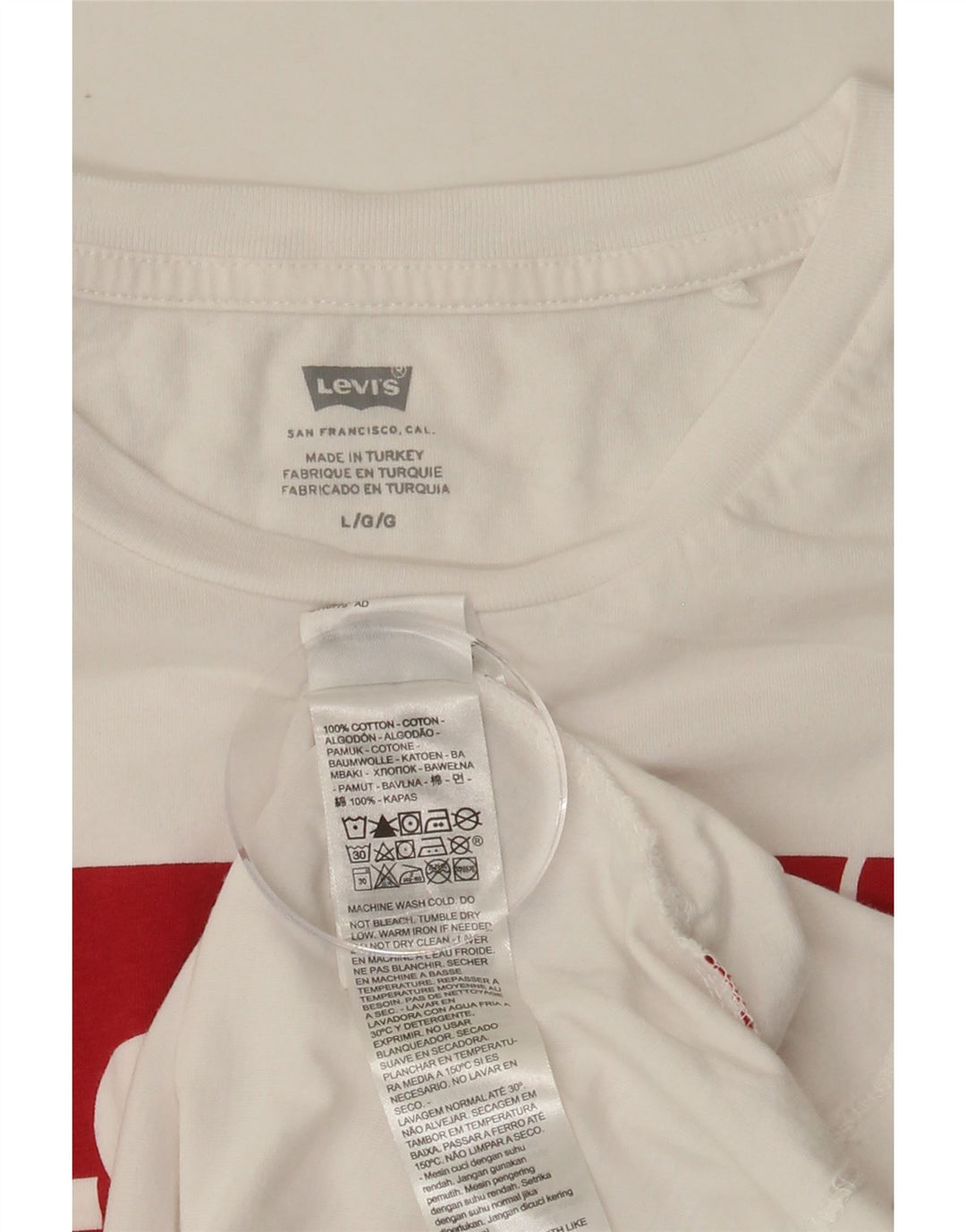 LEVI'S Womens Graphic T-Shirt Top UK 14 Large White Cotton Vintage Levi's and Second-Hand Levi's from Messina Hembry 