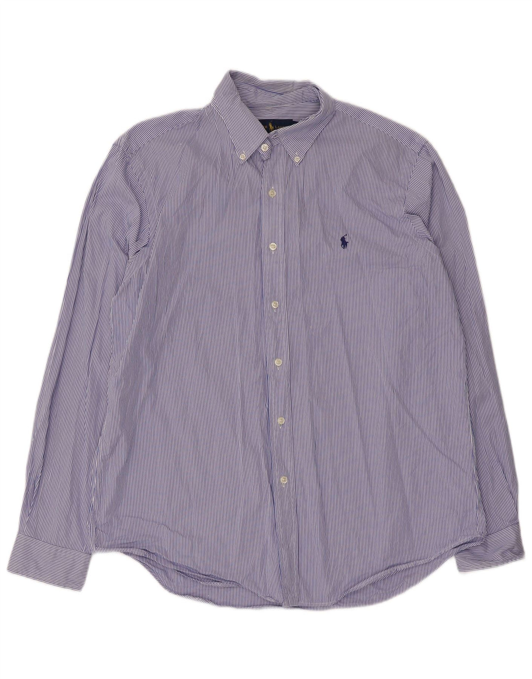 Ralph Lauren Herrenhemd, groß, blau gestreift, Baumwolle