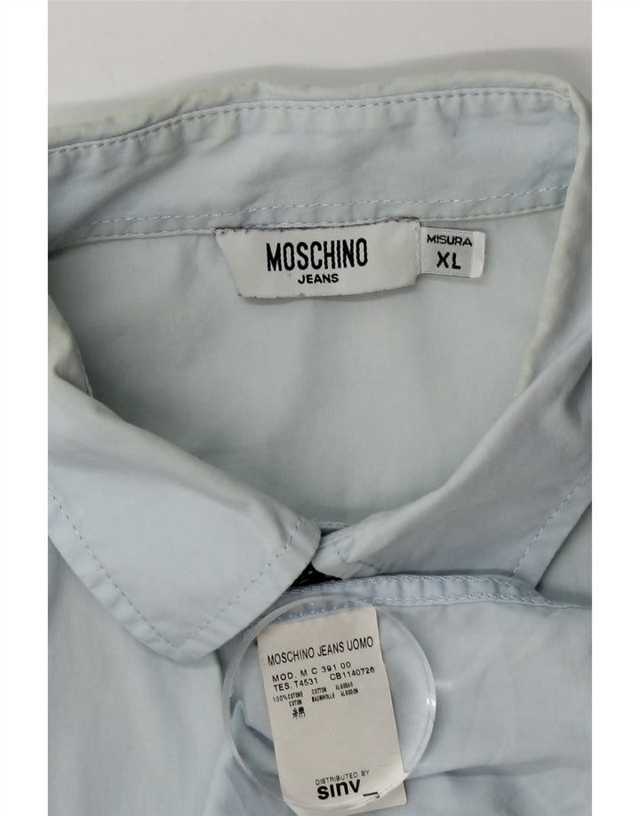 Moschino Herrenhemd XL, blaue Baumwolle