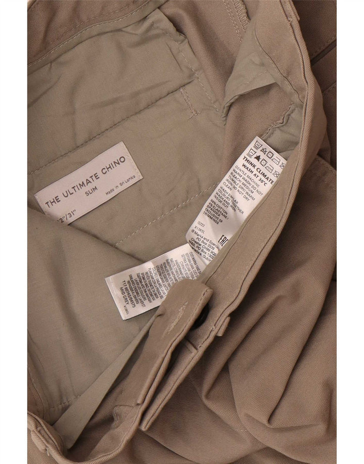 Marks & Spencer Slim Chino-Hose für Herren, W32, L31, graue Baumwolle