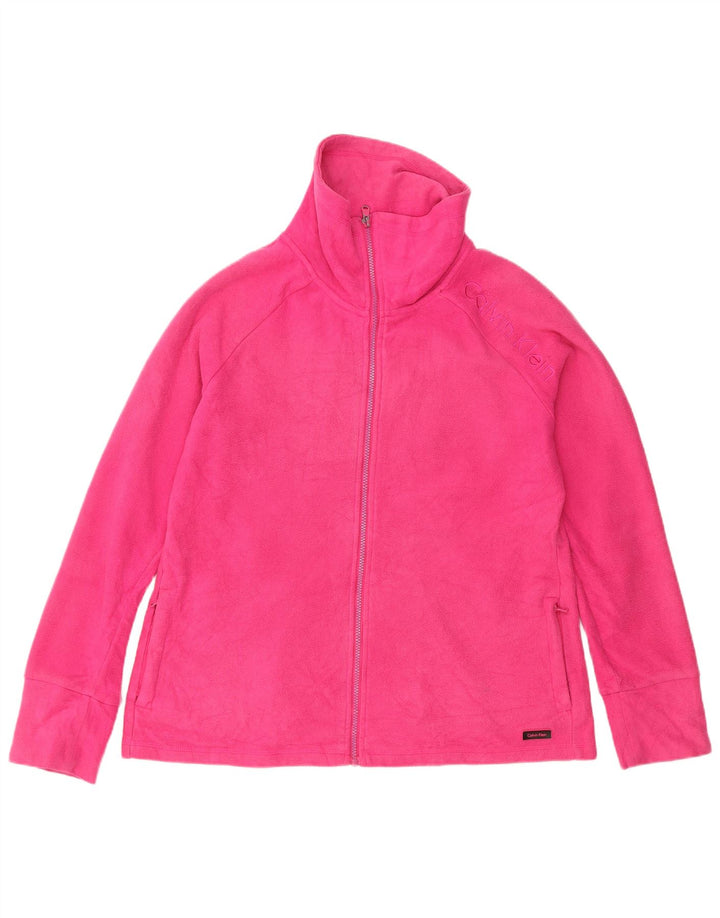 Calvin Klein Damen Graphic Fleece Jacke UK 18 XL Rosa Polyester