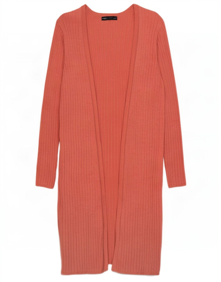 Marks & Spencer Damen Longline Open Cardigan Pullover UK 10 Small Pink