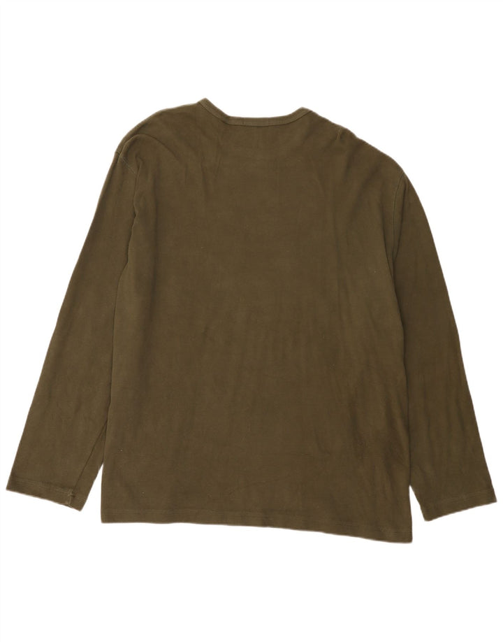 Marks & Spencer Herren Top Langarm 2XL Khaki Baumwolle