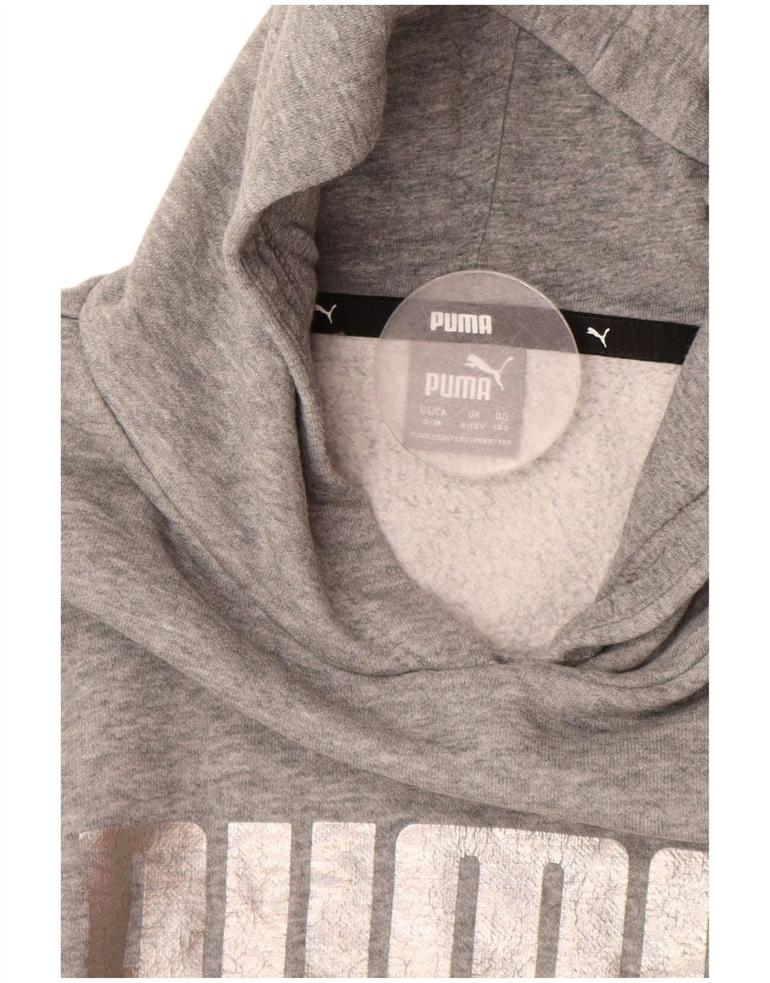 PUMA Mädchen Crop Graphic Hoodie Pullover 9–10 Jahre Graue Baumwolle