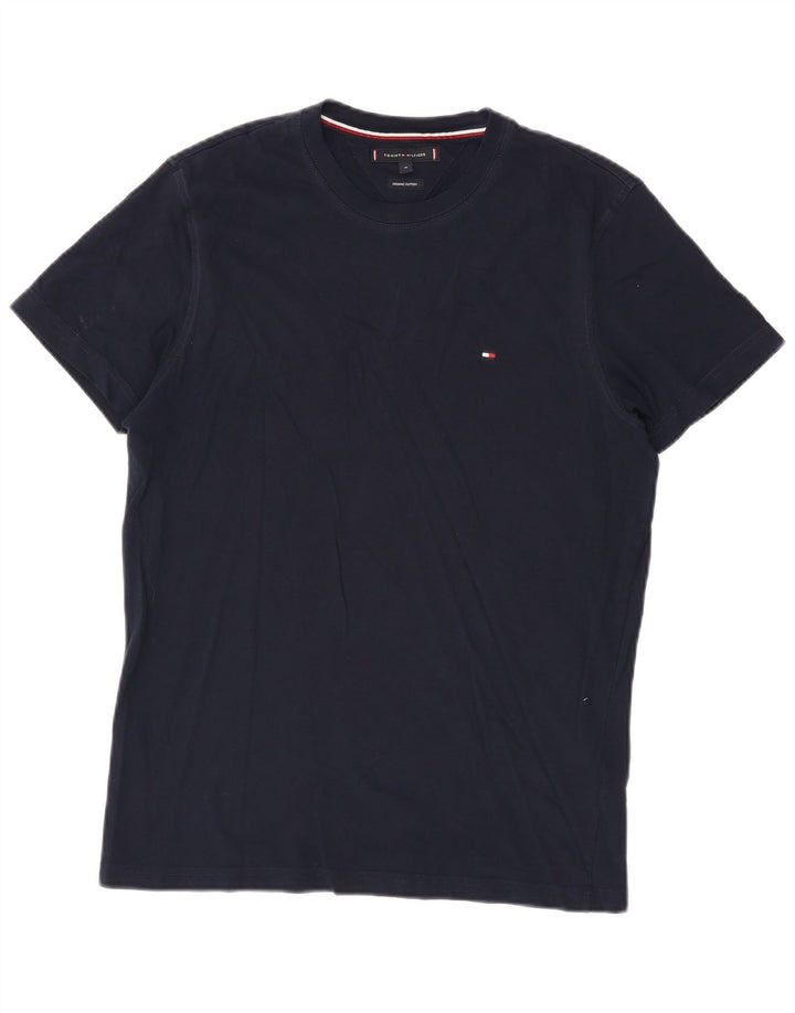 Tommy Hilfiger Herren-T-Shirt-Oberteil aus Baumwolle in mittlerem Marineblau