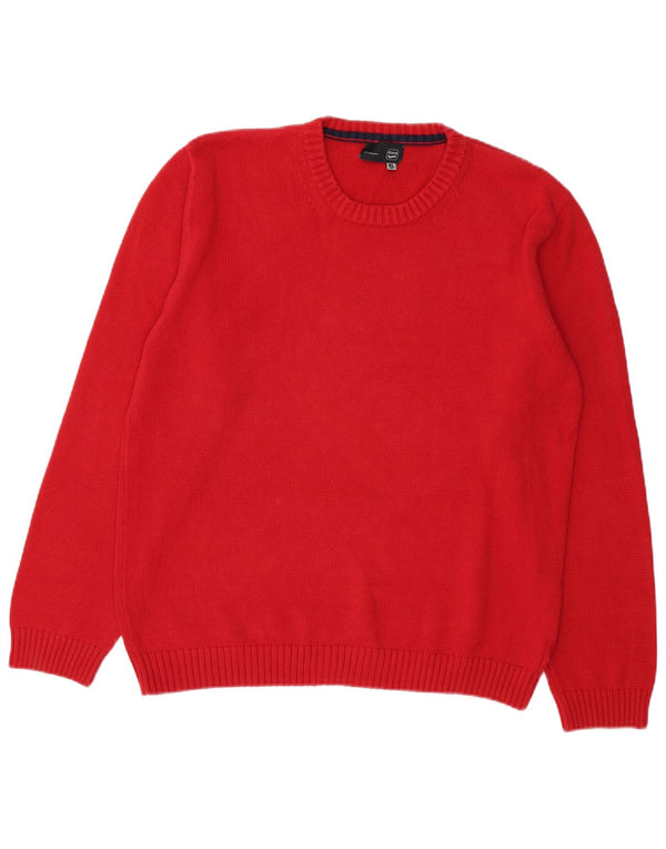 Gas Herren-Pullover mit Rundhalsausschnitt, XL, rote Baumwolle