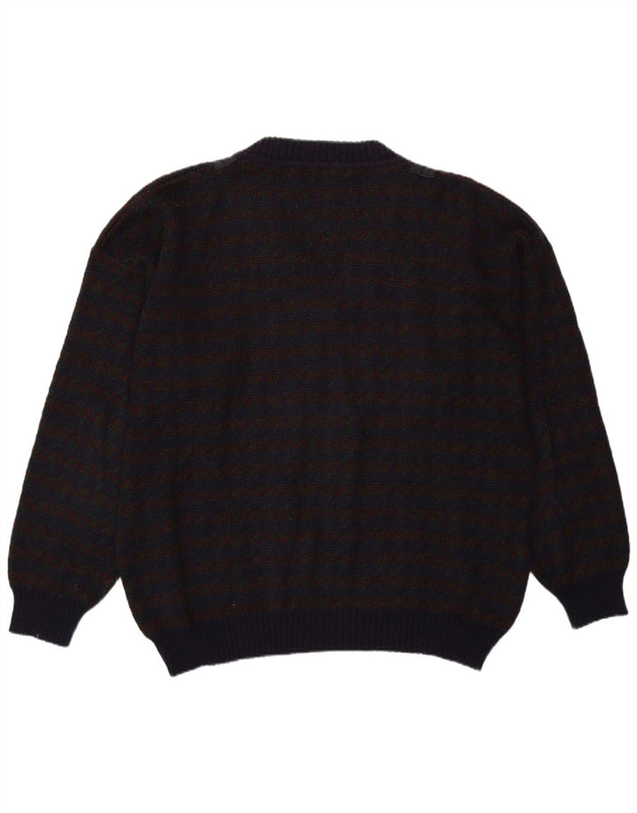 Vintage Herren V-Ausschnitt Pullover Pullover XL Lila Karo