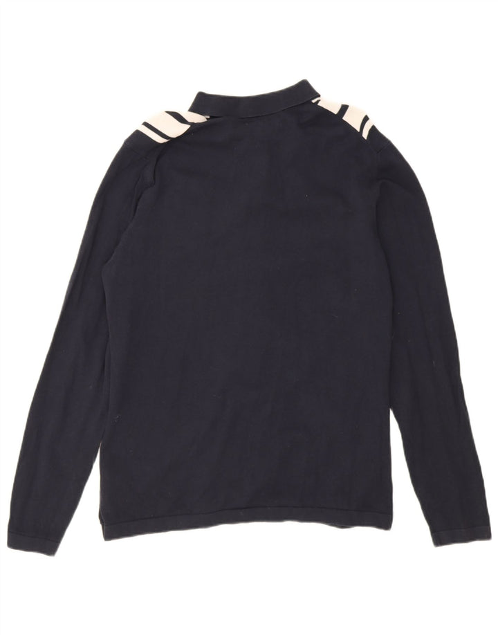 Marks & Spencer Herren-Strickjacke aus mittelblauer, gestreifter Baumwolle