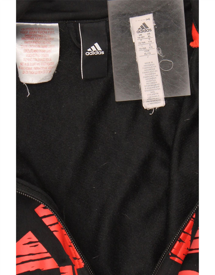 Adidas Mädchen-Trainingsanzugoberteil mit Grafik, 15–16 Jahre, schwarzes Polyester