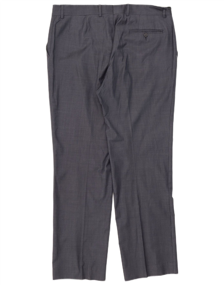 Gerade Anzughose für Herren von Zara, W44, L31, marineblaue Wolle