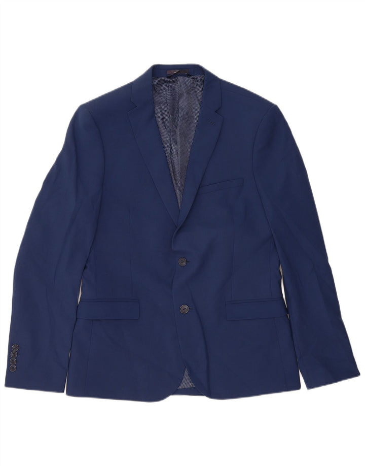 Marks & Spencer Herren-Blazer mit 2 Knöpfen, UK 38, mittelblaue Wolle