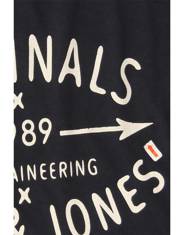 Jack & Jones Herren-Grafik-Oberteil, langärmelig, mittelblau, Baumwolle