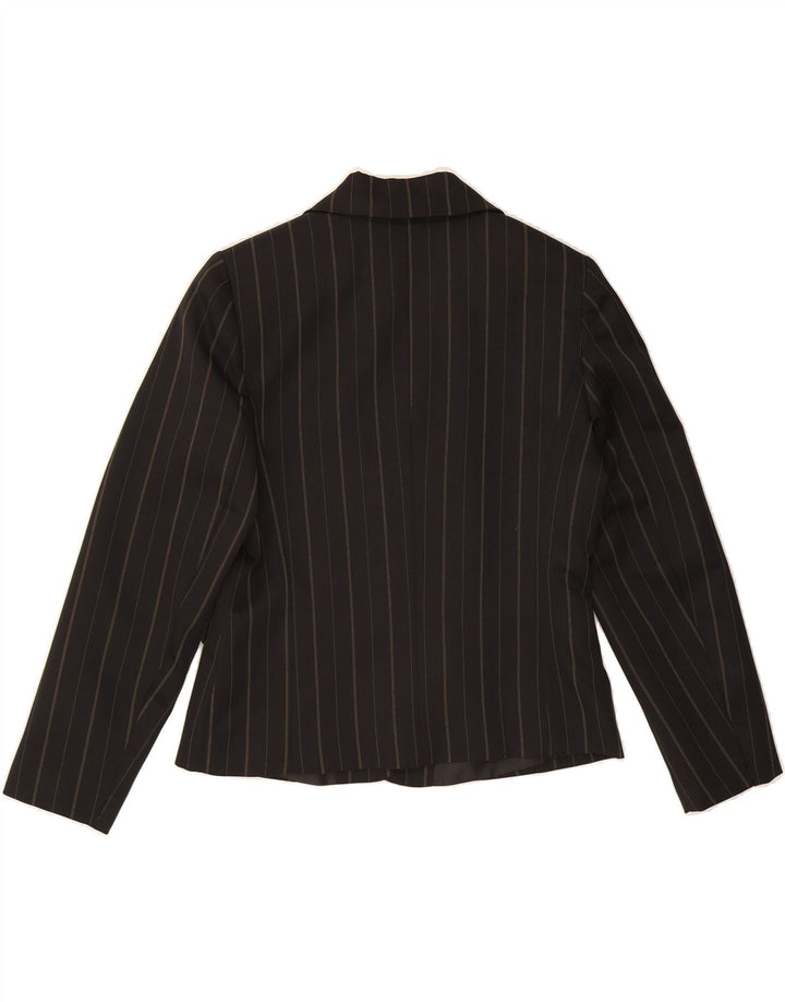 JOY Womens 3 Button Blazer Jacket EU 38 Medium Black Pinstripe Polyester Vintage Joy and Second-Hand Joy from Messina Hembry 