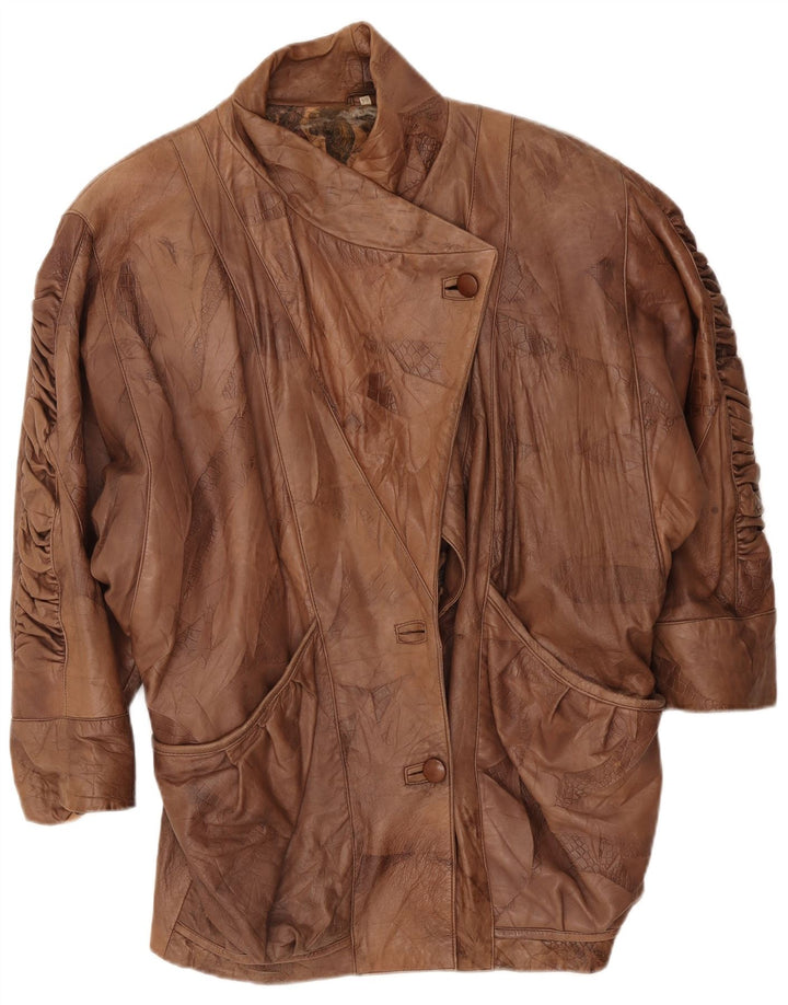 Vintage Damen Übergroßer Ledermantel EU 44 XL Braun
