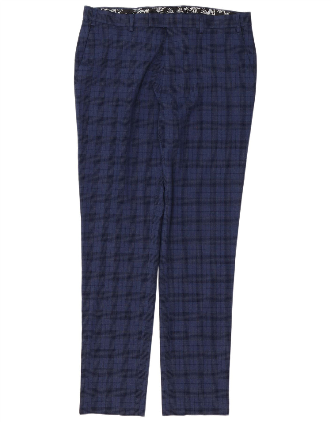 Marks & Spencer Herren Skinny Anzughose W36 L33 Marineblau kariertes Polyester