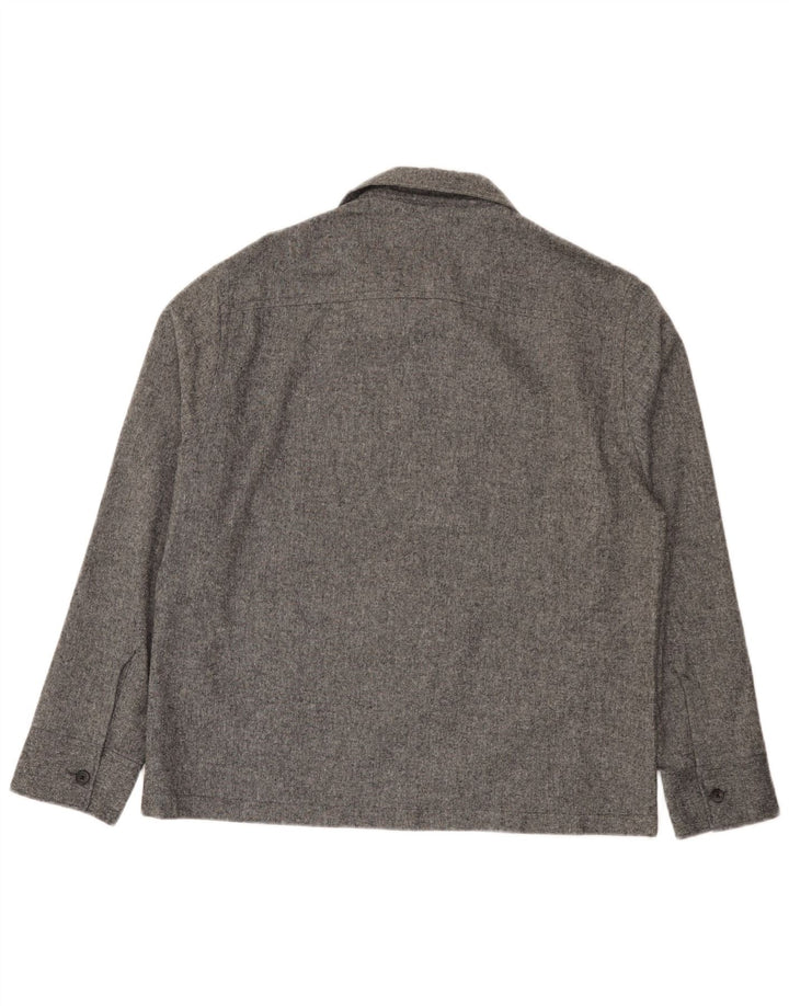 Zara Herren Overshirt-Hemd Mittelgraues Acryl