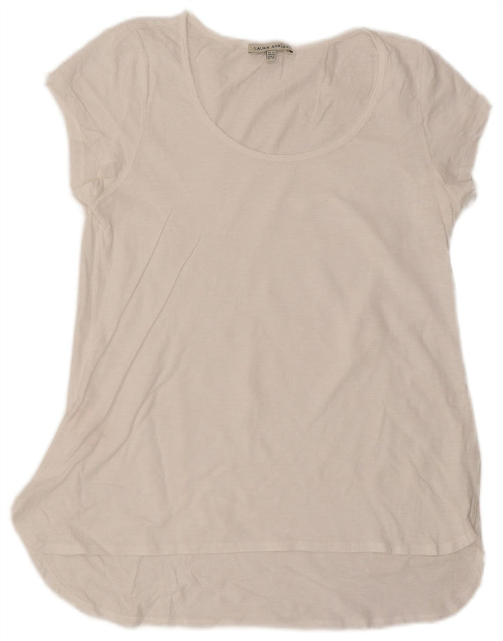 Laura Ashley Damen-Tunika-Oberteil, UK-Größe 44, Größe L, weiße Baumwolle