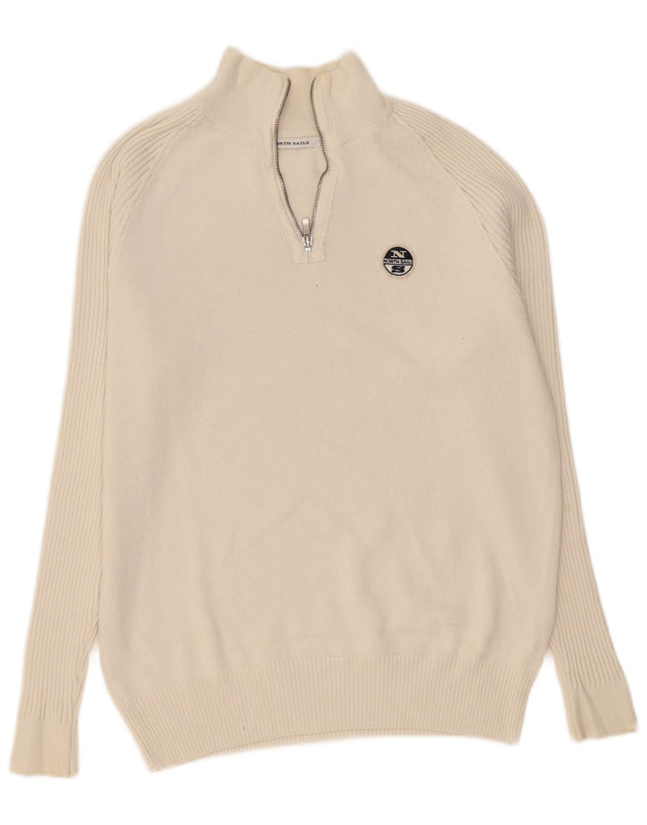 North Sails Herren-Pullover mit Reißverschluss am Hals, groß, beige Baumwolle