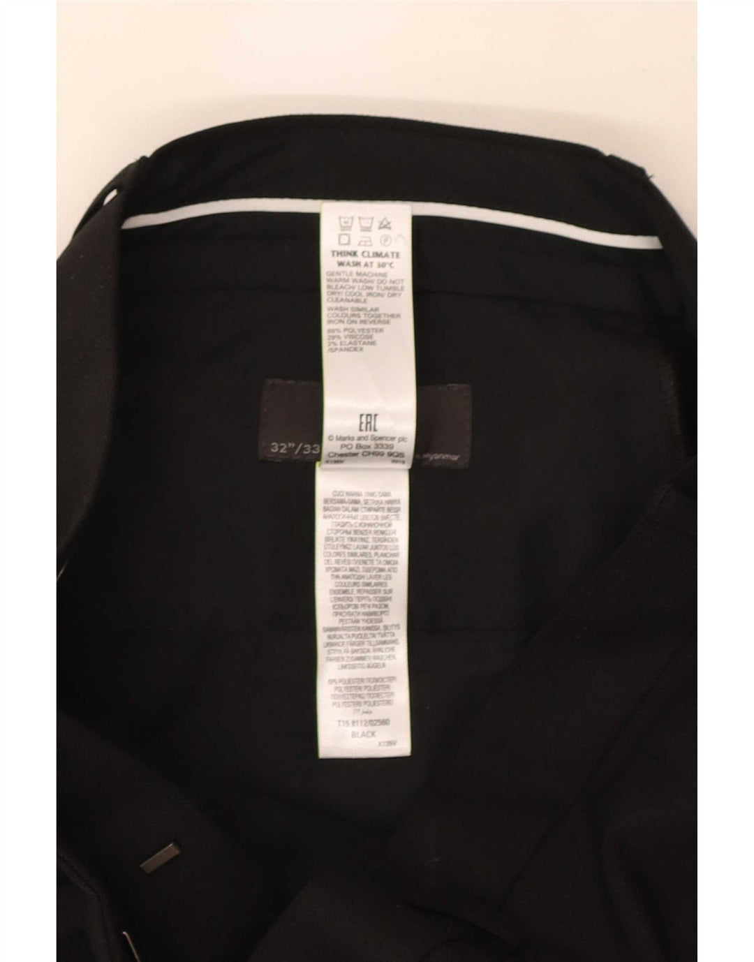 Marks & Spencer Herren Slim Fit Anzughose W32 L33 Schwarz Polyester