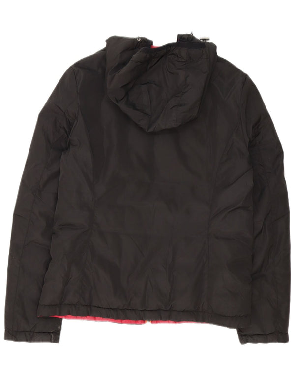 K-Way Damen Kapuzenjacke, wendbar, wattiert, UK 14, Größe L, aus schwarzem Nylon