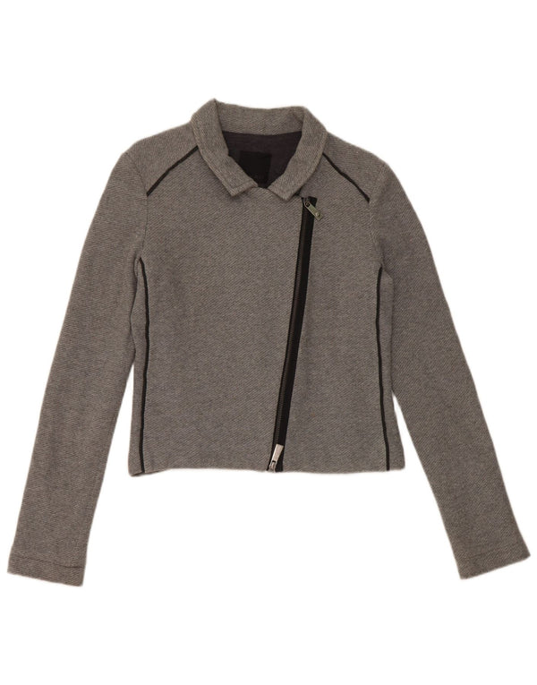 Pinko Damen Crop Bomberjacke UK 12 Mittelgraue Baumwolle