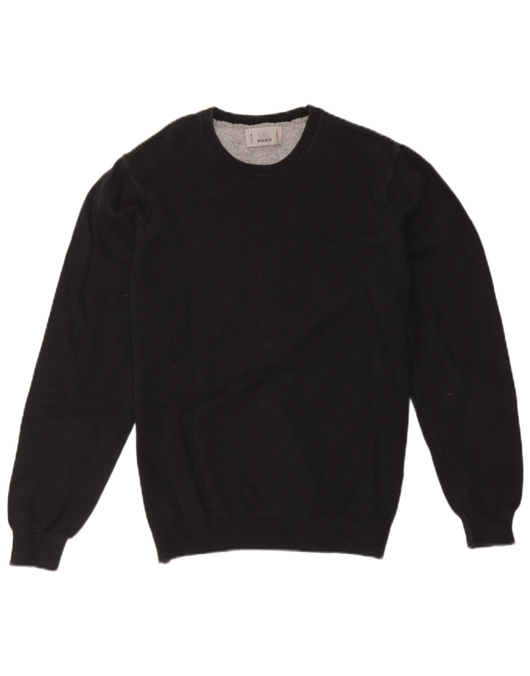 Marks & Spencer Herren-Pullover mit Rundhalsausschnitt, reguläre Passform, mittelschwarz