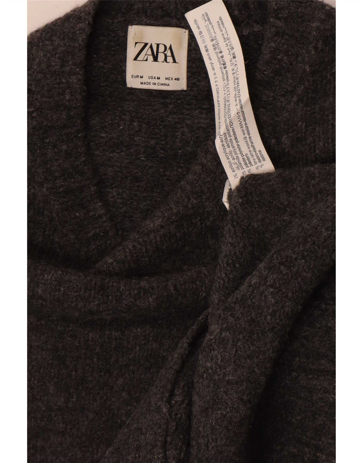 Zara Herren-Pullover mit U-Boot-Ausschnitt, mittelgraues Acryl