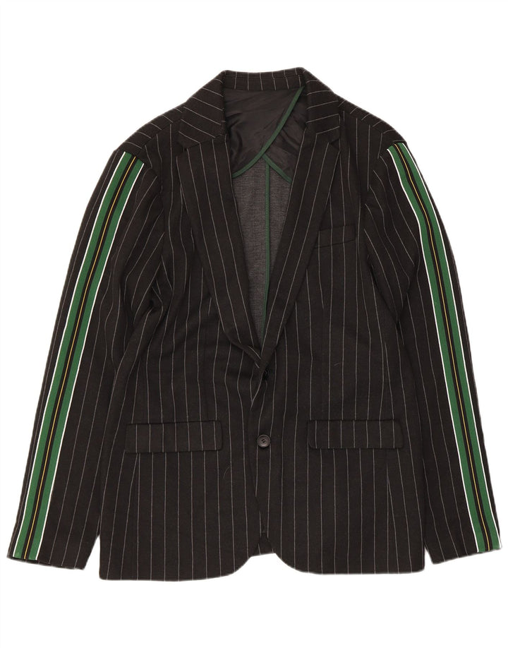 Zara Herren-Blazer mit 2 Knöpfen, Gr. 40, groß, schwarz gestreift, Polyester