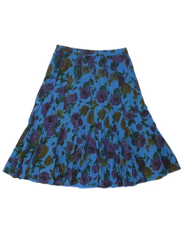 STIZZOLI Damen Faltenrock in A-Linie IT 44 Medium W30 Blau geblümte Baumwolle