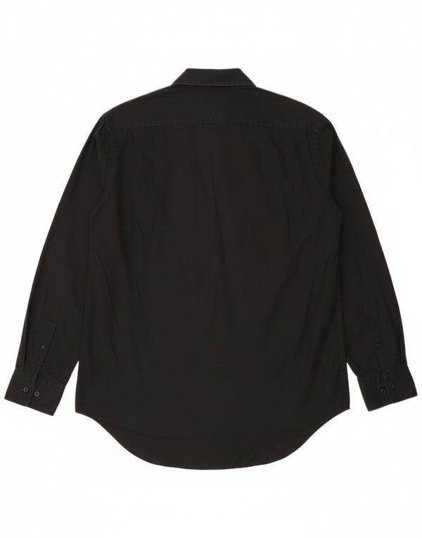 Calvin Klein Herren NON - IRON Hemd Größe 16 1/2 Large Schwarzer Nadelstreifen