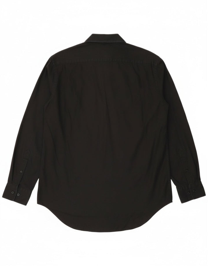 Calvin Klein Herren NON - IRON Hemd Größe 16 1/2 Large Schwarzer Nadelstreifen