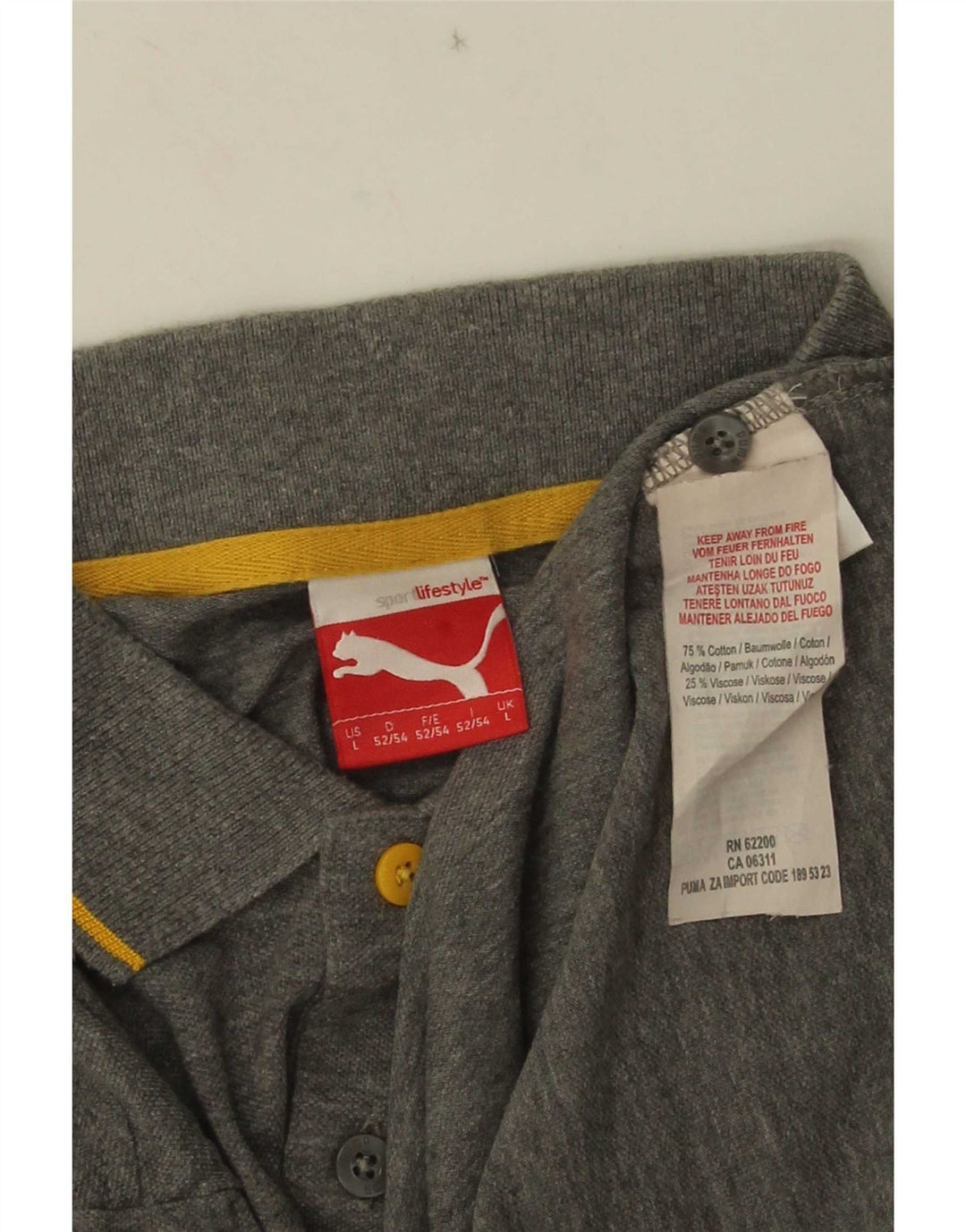 Puma Herren-Poloshirt, groß, grau gestreift, Baumwolle