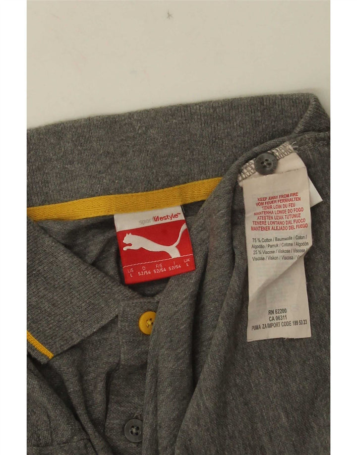 Puma Herren-Poloshirt, groß, grau gestreift, Baumwolle