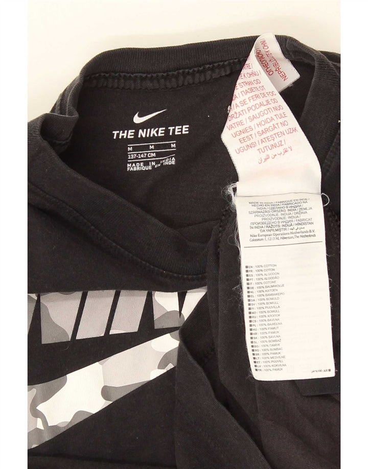 Nike Jungen-T-Shirt mit Grafik, mittelgroß, schwarze Baumwolle, 10–11 Jahre