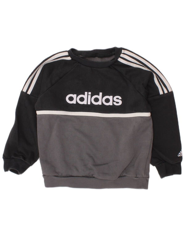 ADIDAS Grafik-Sweatshirt für Jungen, 3–4 Jahre, graue Farbblock-Baumwolle