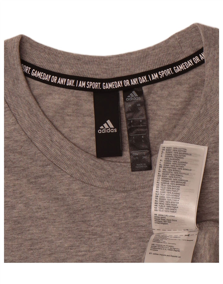 ADIDAS Mens Graphic T-Shirt Top Large Grey Cotton Vintage Adidas and Second-Hand Adidas from Messina Hembry 