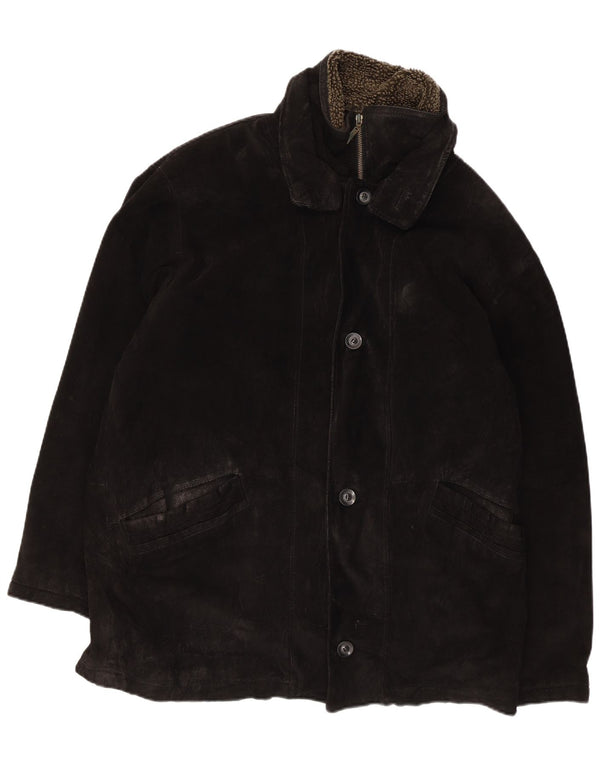 Vintage Mens Suede Jacket UK 40 Large Black Leather